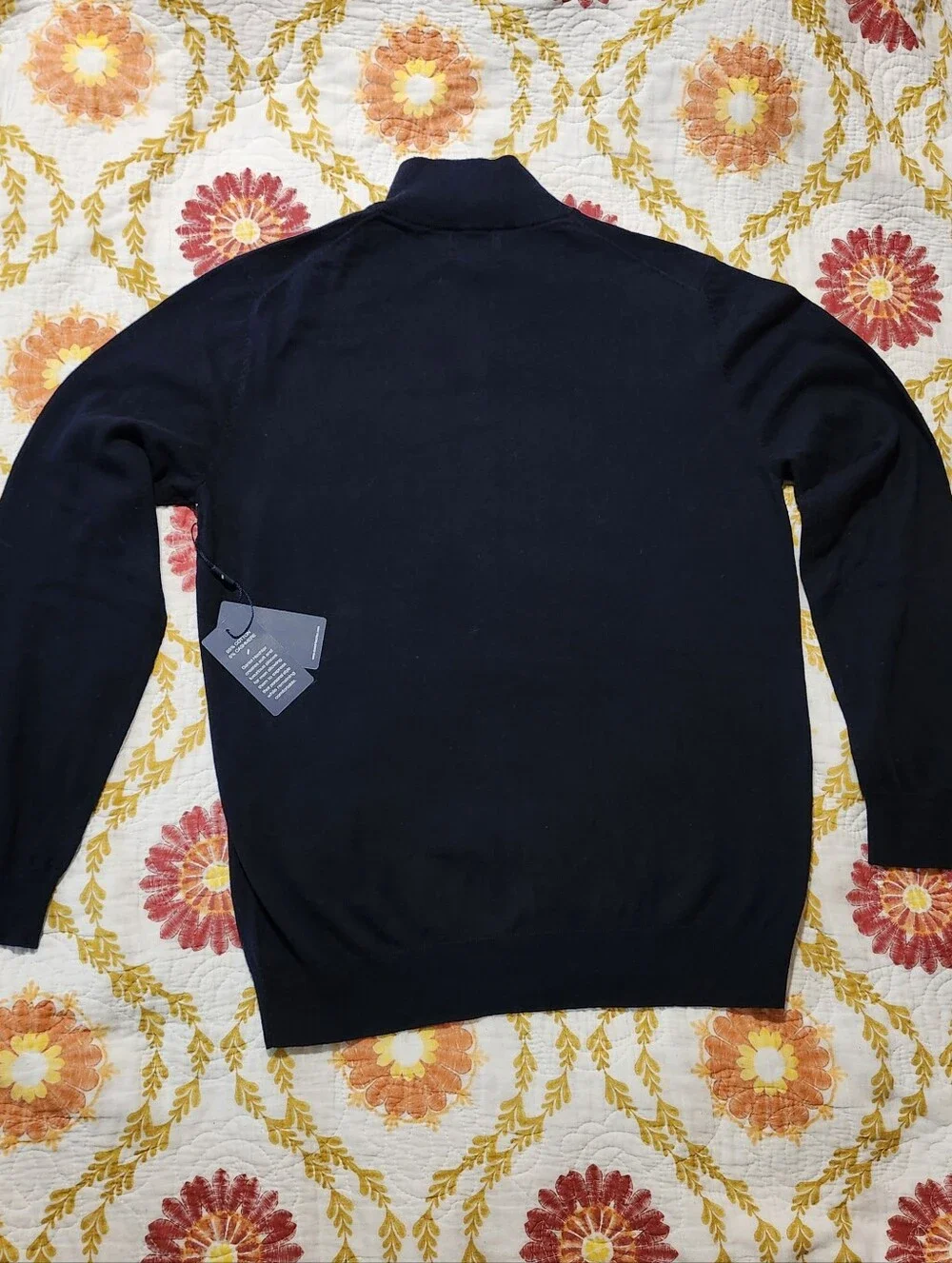 Mens New With Tags Daniel Hechter Quarter Zip Cashmere Cotton Blend Sweater Sz L